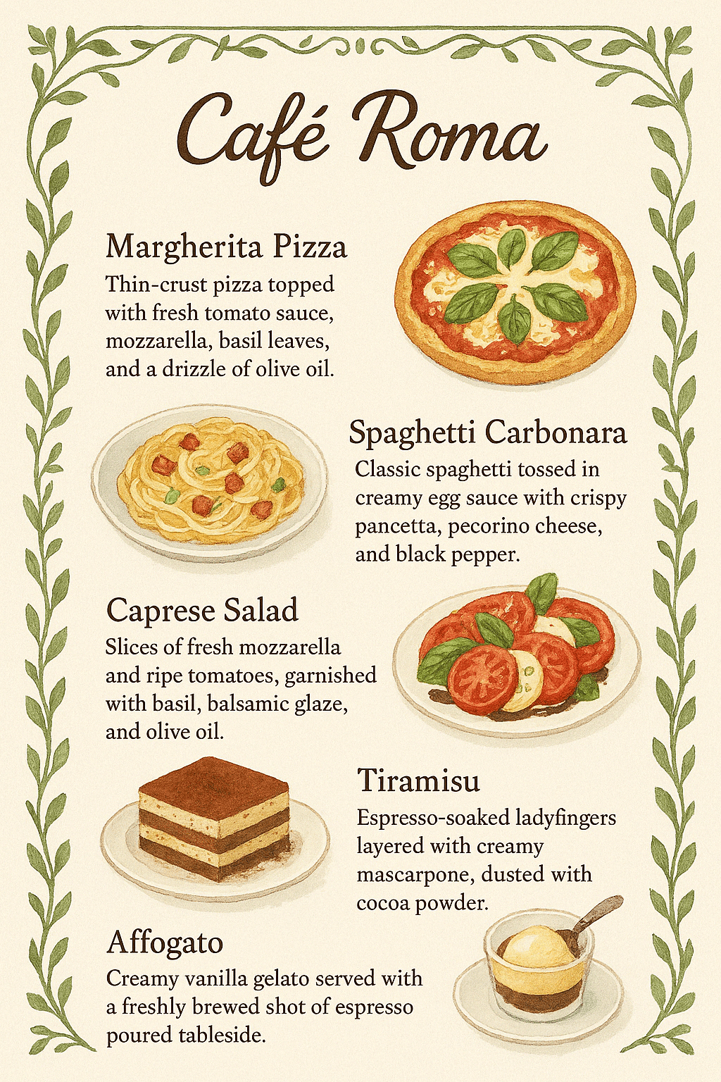 意式咖啡馆菜单设计