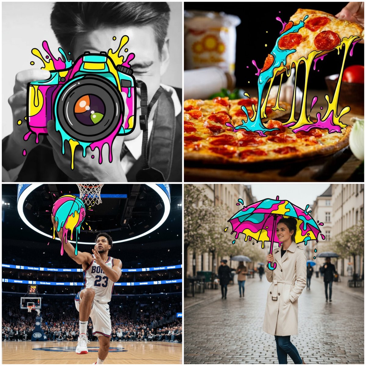 彩色滴彩融合效果